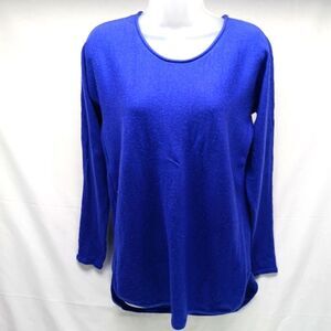 Max Studio 100% Merino Wool  Roll Neck Lightweight Tunic Sweater Blue Woman's M.